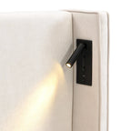 Christopher Knight Home - Cadre de lit capitonné Cassie avec lampe de lecture et port USB
