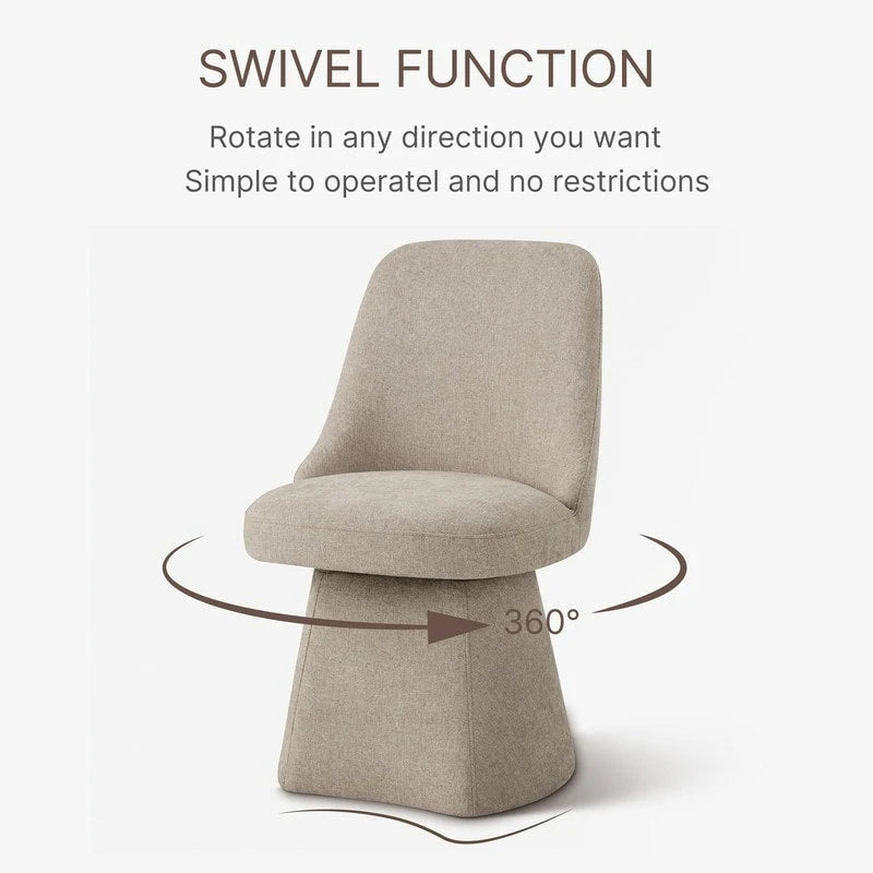 Chaise de salle à manger pivotante sans accoudoirs Anna, rembourrée, pour cuisine et salon