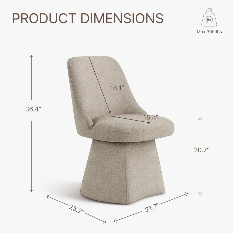 Chaise de salle à manger pivotante sans accoudoirs Anna, rembourrée, pour cuisine et salon