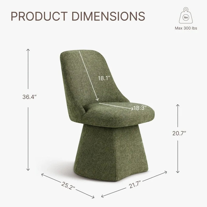 Chaise de salle à manger pivotante sans accoudoirs Anna, rembourrée, pour cuisine et salon