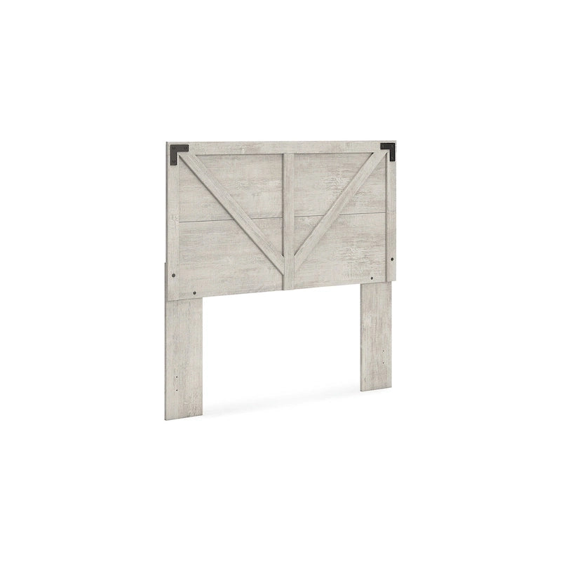 Tête de lit à panneaux croisés gris, design signature d'Ashley Shawburn