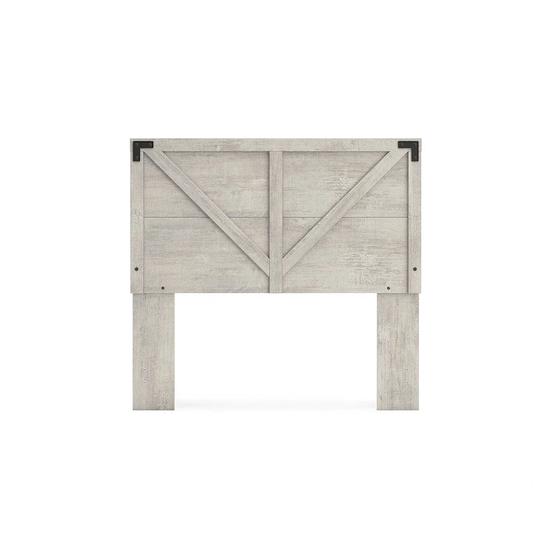 Tête de lit à panneaux croisés gris, design signature d'Ashley Shawburn