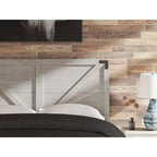 Tête de lit à panneaux croisés gris, design signature d'Ashley Shawburn