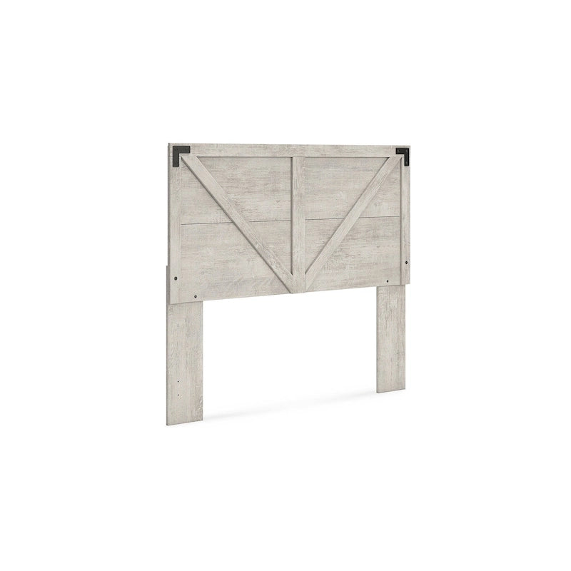 Tête de lit à panneaux croisés gris, design signature d'Ashley Shawburn