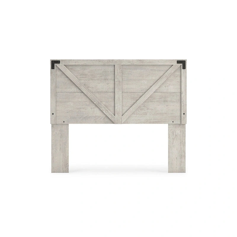 Tête de lit à panneaux croisés gris, design signature d'Ashley Shawburn