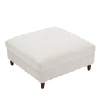 Pouf carré moderne en velours côtelé avec pieds en bois