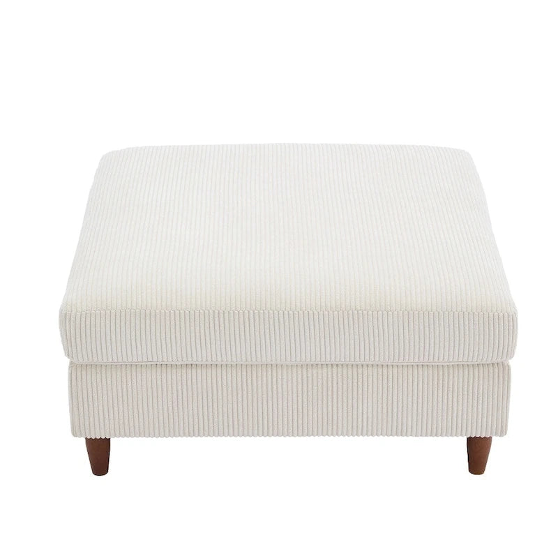 Pouf carré moderne en velours côtelé avec pieds en bois