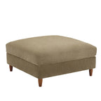 Pouf carré moderne en velours côtelé avec pieds en bois