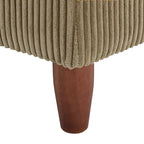 Pouf carré moderne en velours côtelé avec pieds en bois