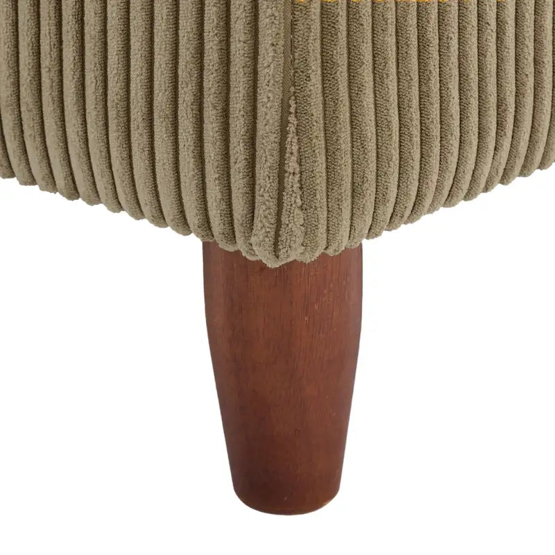Pouf carré moderne en velours côtelé avec pieds en bois