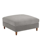 Pouf carré moderne en velours côtelé avec pieds en bois