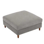 Pouf carré moderne en velours côtelé avec pieds en bois