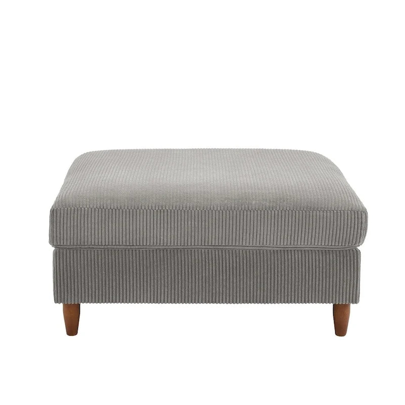 Pouf carré moderne en velours côtelé avec pieds en bois