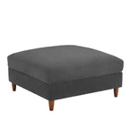 Pouf carré moderne en velours côtelé avec pieds en bois