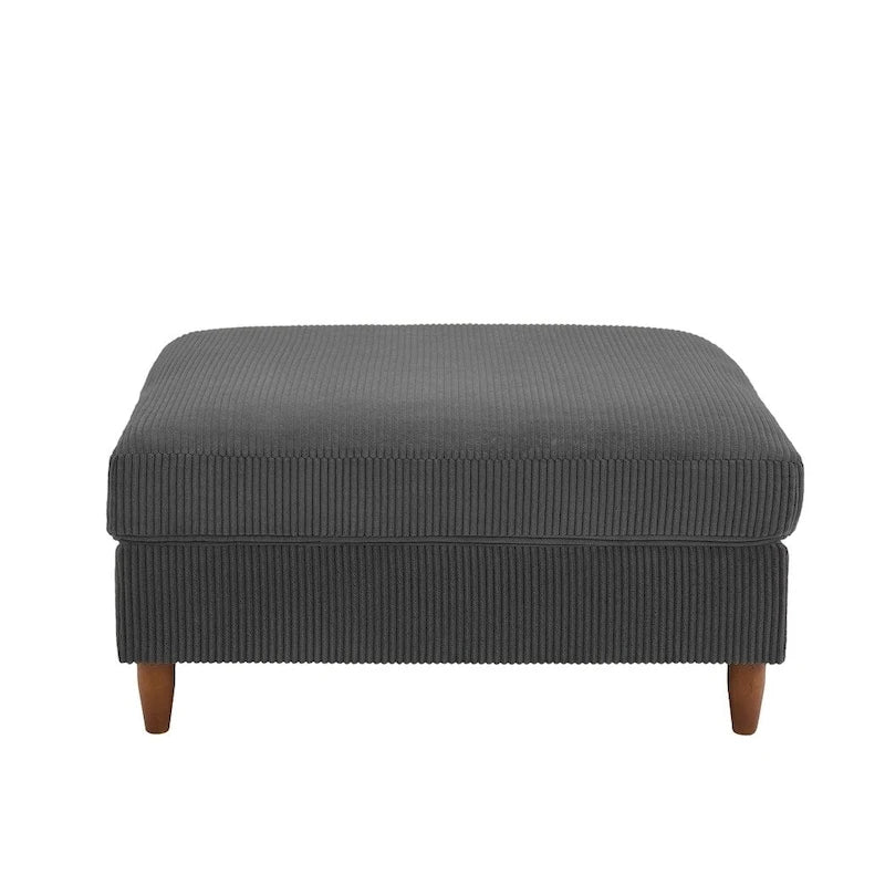 Pouf carré moderne en velours côtelé avec pieds en bois