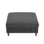 Pouf carré moderne en velours côtelé avec pieds en bois