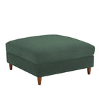 Pouf carré moderne en velours côtelé avec pieds en bois