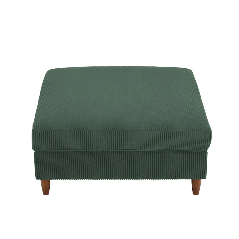 Pouf carré moderne en velours côtelé avec pieds en bois