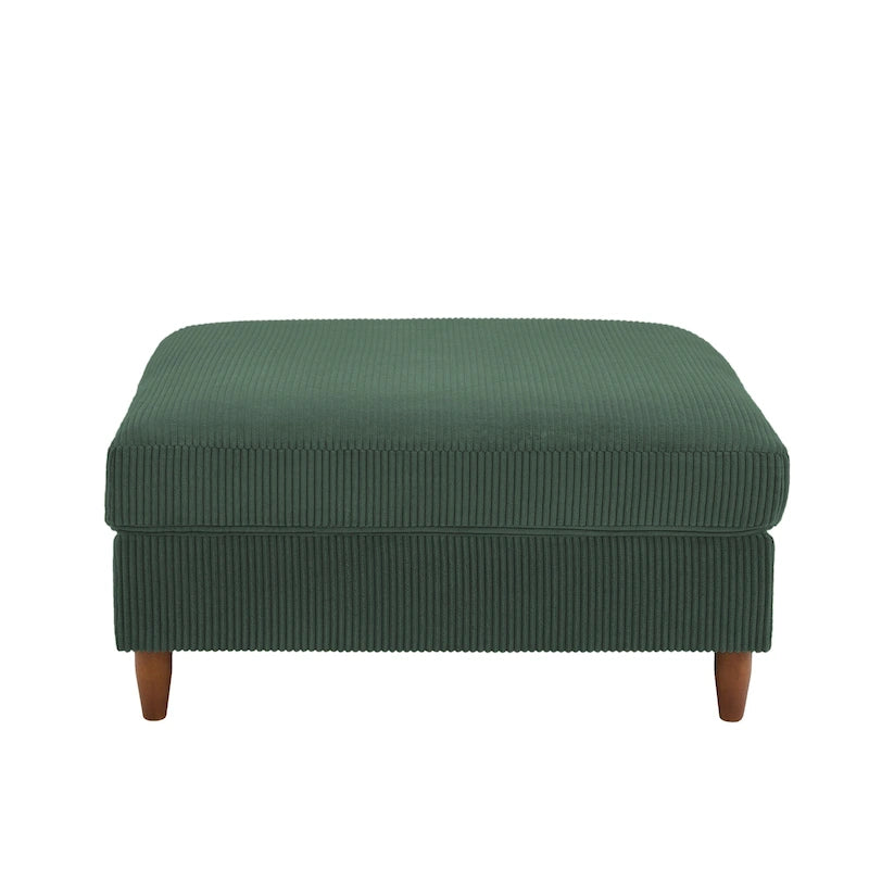 Pouf carré moderne en velours côtelé avec pieds en bois