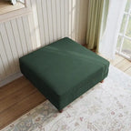 Pouf carré moderne en velours côtelé avec pieds en bois