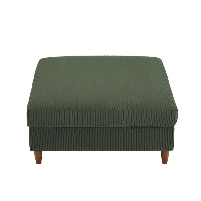 Pouf carré moderne en velours côtelé avec pieds en bois