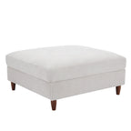 Pouf carré moderne en velours côtelé avec pieds en bois