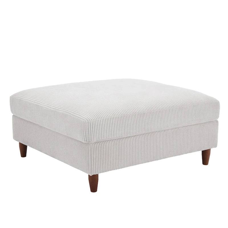 Pouf carré moderne en velours côtelé avec pieds en bois