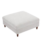 Pouf carré moderne en velours côtelé avec pieds en bois