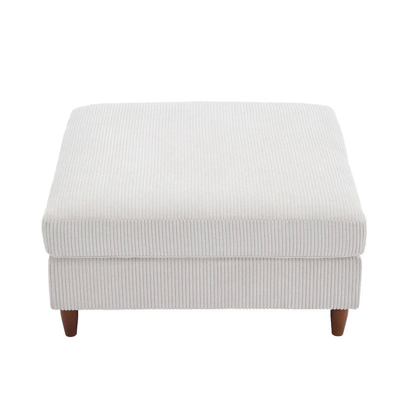 Pouf carré moderne en velours côtelé avec pieds en bois