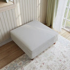 Pouf carré moderne en velours côtelé avec pieds en bois