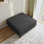 Pouf carré moderne en velours côtelé avec pieds en bois