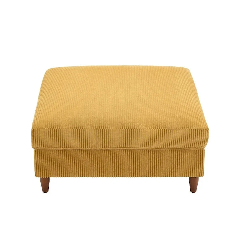 Pouf carré moderne en velours côtelé avec pieds en bois