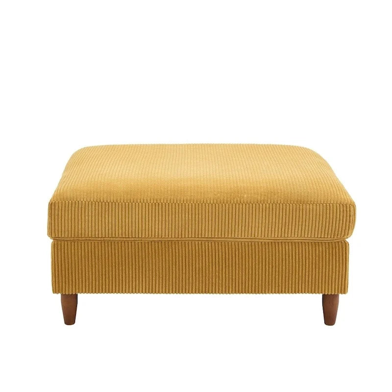 Pouf carré moderne en velours côtelé avec pieds en bois