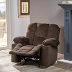 Fauteuil inclinable manuel de luxe Roomfitters couleur chocolat avec tissu doux pour la peau et deux porte-gobelets