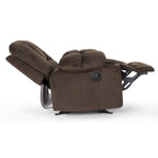 Fauteuil inclinable manuel de luxe Roomfitters couleur chocolat avec tissu doux pour la peau et deux porte-gobelets