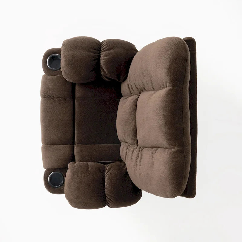 Fauteuil inclinable manuel de luxe Roomfitters couleur chocolat avec tissu doux pour la peau et deux porte-gobelets