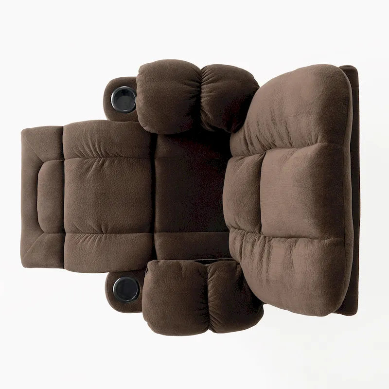 Fauteuil inclinable manuel de luxe Roomfitters couleur chocolat avec tissu doux pour la peau et deux porte-gobelets