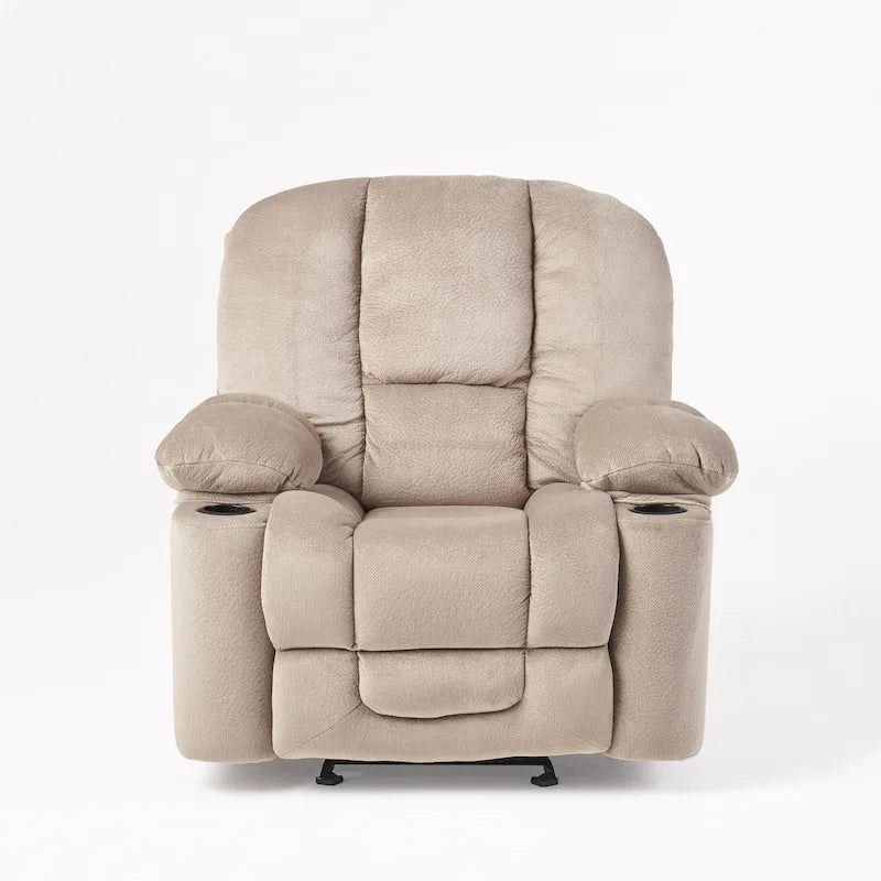 Fauteuil inclinable manuel de luxe Roomfitters couleur chocolat avec tissu doux pour la peau et deux porte-gobelets