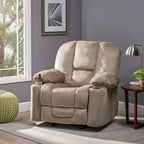 Fauteuil inclinable manuel de luxe Roomfitters couleur chocolat avec tissu doux pour la peau et deux porte-gobelets
