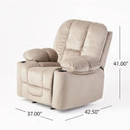 Fauteuil inclinable manuel de luxe Roomfitters couleur chocolat avec tissu doux pour la peau et deux porte-gobelets