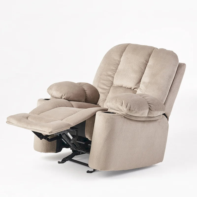 Fauteuil inclinable manuel de luxe Roomfitters couleur chocolat avec tissu doux pour la peau et deux porte-gobelets