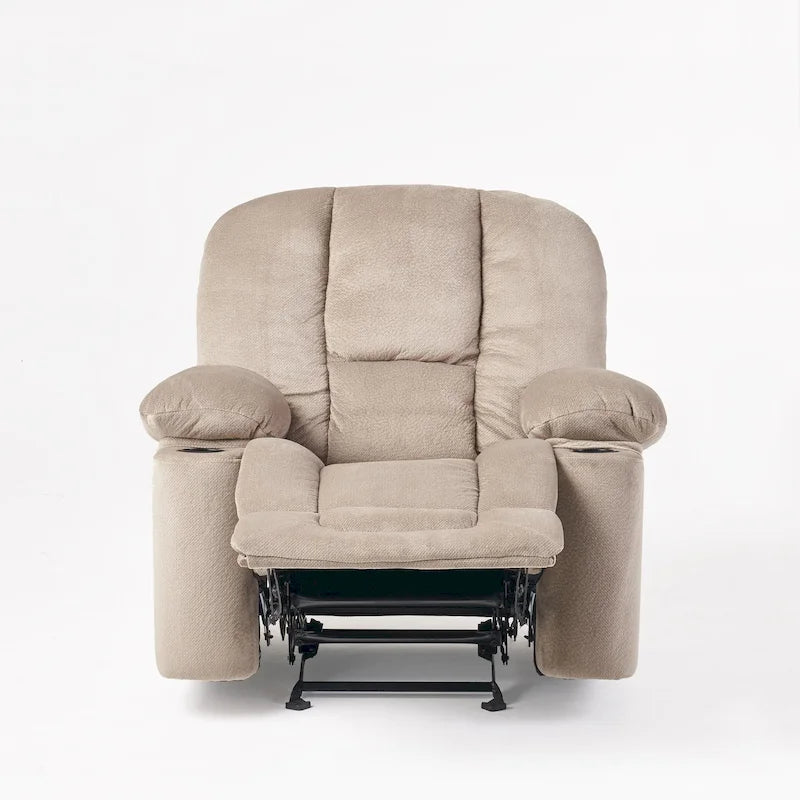 Fauteuil inclinable manuel de luxe Roomfitters couleur chocolat avec tissu doux pour la peau et deux porte-gobelets