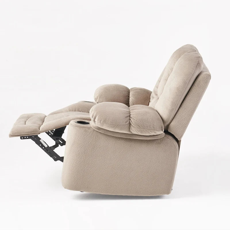 Fauteuil inclinable manuel de luxe Roomfitters couleur chocolat avec tissu doux pour la peau et deux porte-gobelets