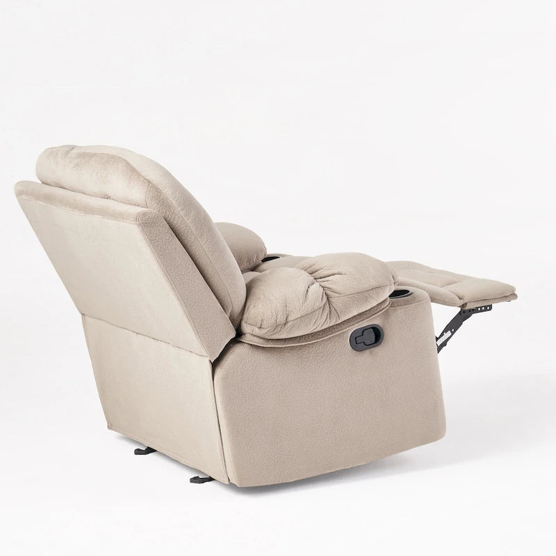Fauteuil inclinable manuel de luxe Roomfitters couleur chocolat avec tissu doux pour la peau et deux porte-gobelets