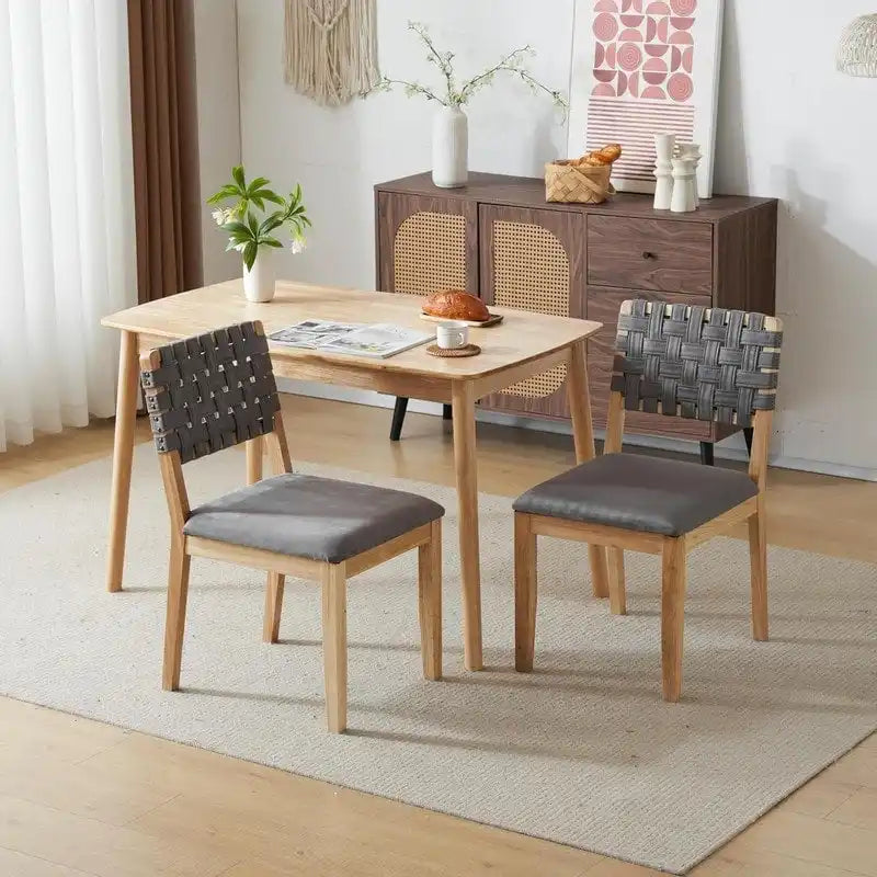 Ensemble de 2 chaises de salle à manger en bois de style moderne du milieu du siècle