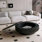 Table basse ronde moderne en placage de bois massif avec rangement