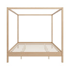 Lit à baldaquin en bois massif, cadre de lit plateforme avec sommier à lattes en bois pour chambre à coucher, sans sommier tapissier nécessaire