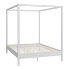 Lit à baldaquin en bois massif, cadre de lit plateforme avec sommier à lattes en bois pour chambre à coucher, sans sommier tapissier nécessaire