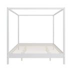 Lit à baldaquin en bois massif, cadre de lit plateforme avec sommier à lattes en bois pour chambre à coucher, sans sommier tapissier nécessaire