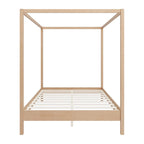 Lit à baldaquin en bois massif, cadre de lit plateforme avec sommier à lattes en bois pour chambre à coucher, sans sommier tapissier nécessaire